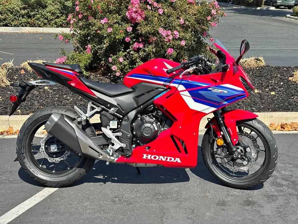 New Honda CBR500R Sport Motorcycle - Red Blue White Performance Bike