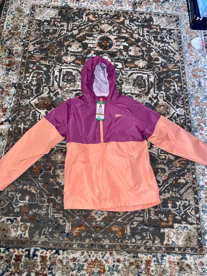 The North Face Colorblock Hooded Windbreaker Jacket - Purple & Peach Water-Resistant - New with Tags
