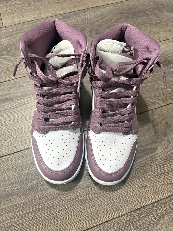 Nike Air High Top Sneakers - White and Purple Color Scheme