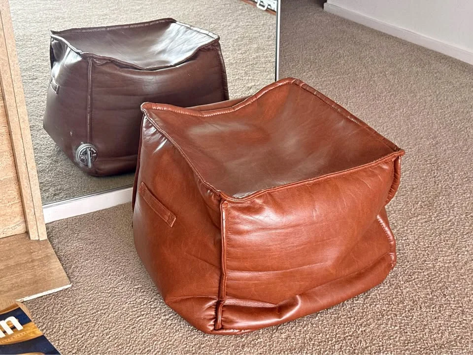 Leather Bean Bag Chair (Brown)