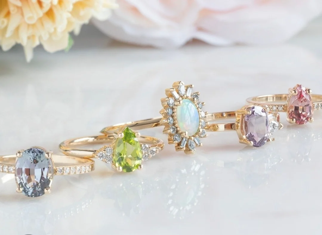 Five Gold Rings with Various Gemstones