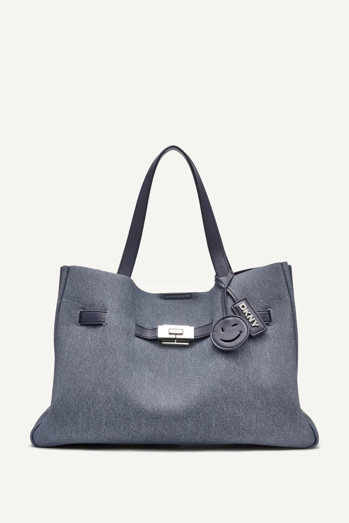 DKNY Denim Tote Bag with Leather Accents