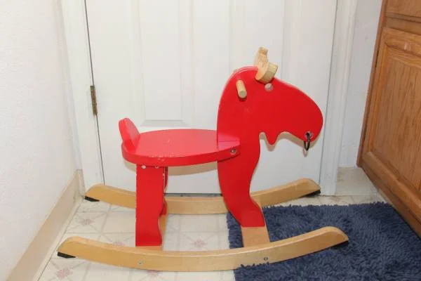 Red Wooden Rocking Horse Toy