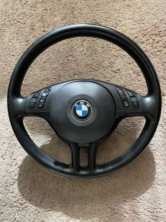 BMW Black Leather Steering Wheel with Airbag