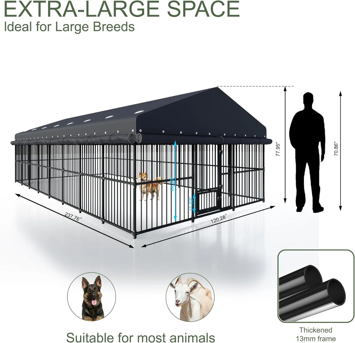 Extra Large All-Weather Pet Enclosure with 13mm Frame