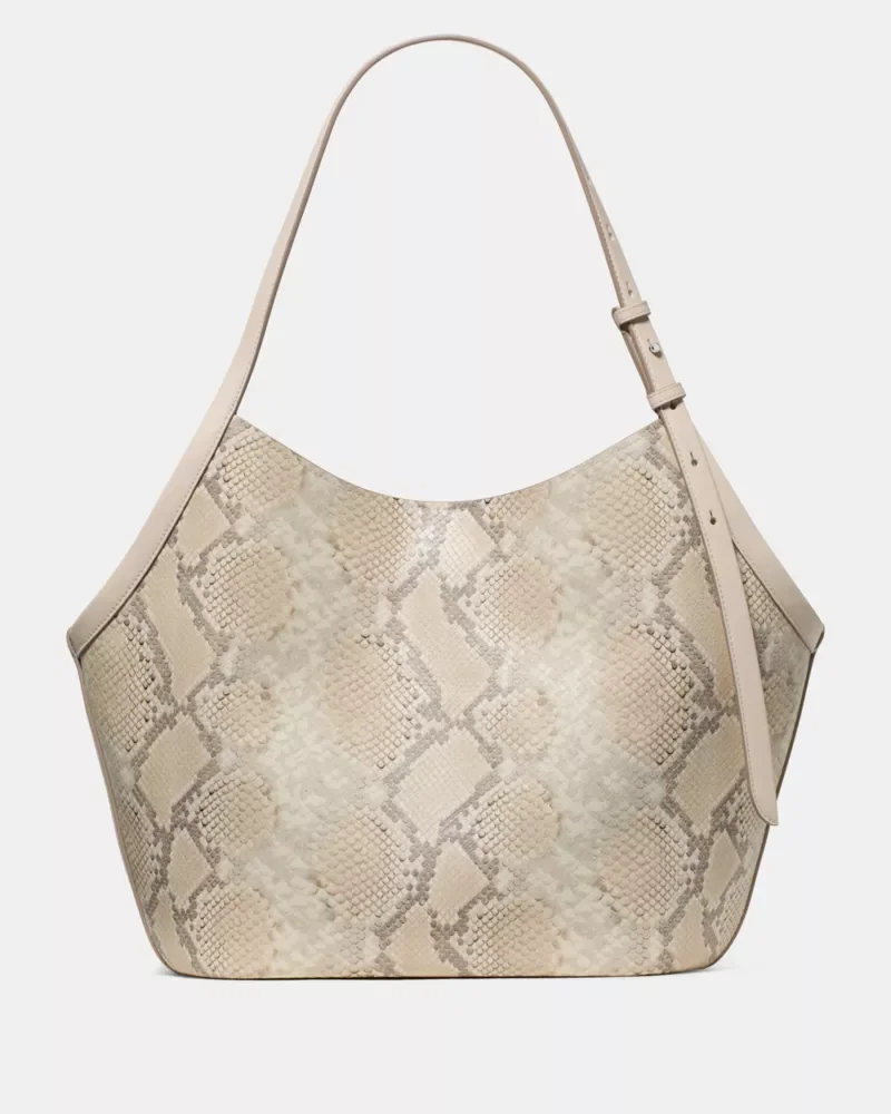 Beige Snakeskin-Effect Handbag