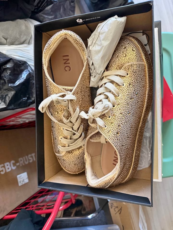 Gold Embellished Sneakers