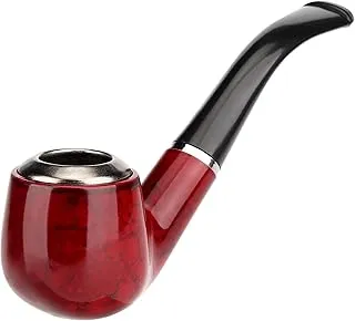 Classic Bent Smoking Pipe Red Wood Grain Finish
