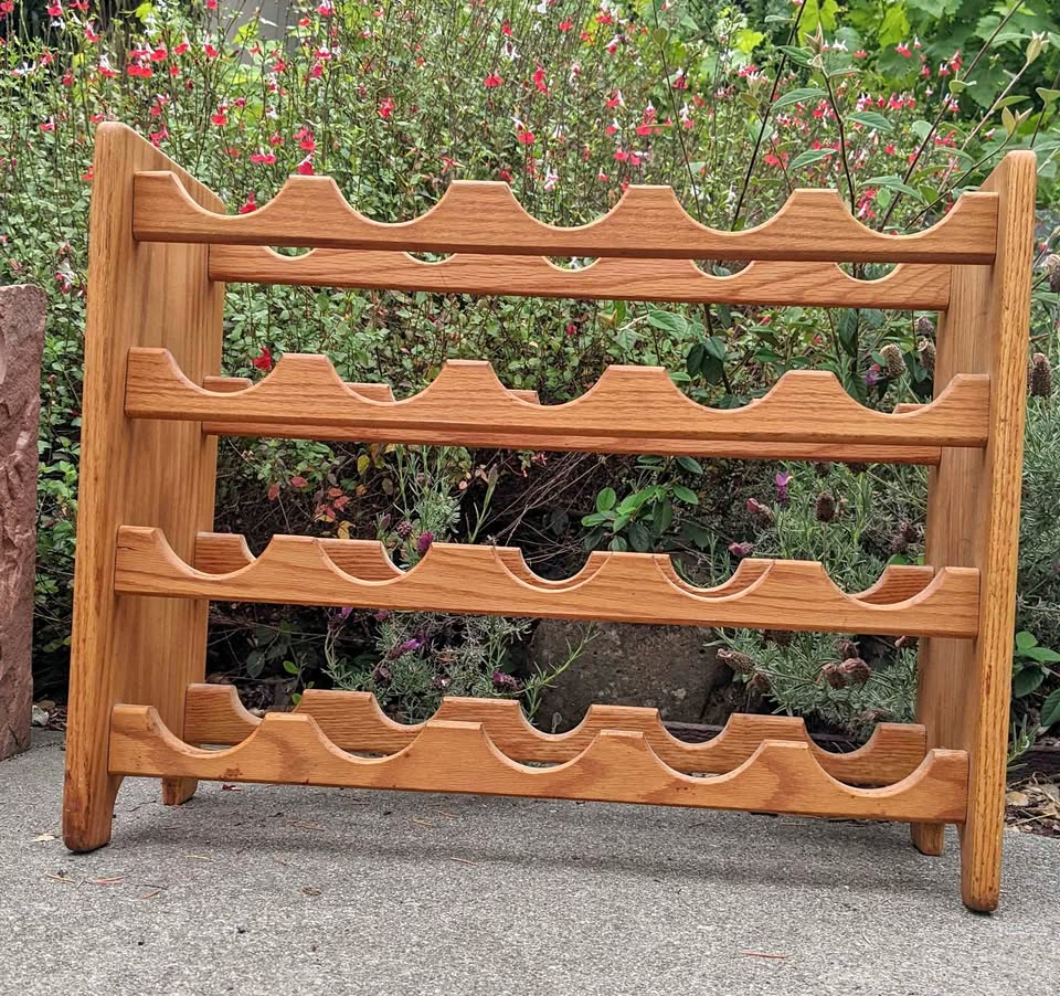 Wooden Wine Rack with Curved Bottle Slots