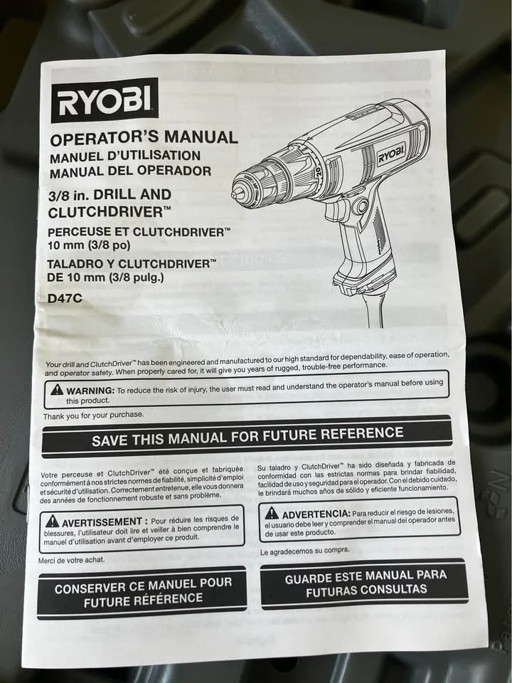 RYOBI 3/8 in DRILL AND CLUTCHDRIVER